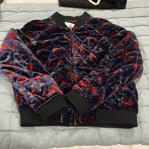 Joie quilted velvet cropped bomber jacket